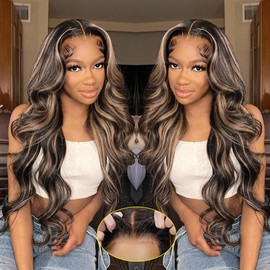 Recomtic Glueless Wigs Human Hair Pre Plucked Pre Cu tHighlight Wear and Go 1B/27 5x5 HD Lace Closure Wigs Honey Blonde Body Wave Lace Front Wigs Human Hair for Women