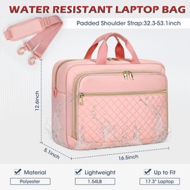 NEWHEY Laptop Bag 17.3 Inch for Women Laptop Briefcase Computer Bag Laptop Bag Business Notebook Bag Waterproof Shoulder Bag for Business, pink, briefcase
