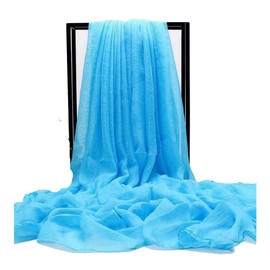 Yurosiay Women's Chiffon Silk Scarf Summer Chiffon Scarf Stole Long Silk Scarf Lightweight Chiffon Cloths Beach Scarf Stole Elegant Cape Fashion Women's Silk Neckerchief 70 x 170 cm Red, sky blue