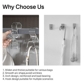 Purse Hanger Organizer for Closet, 6 Pack - Durable Luxury Acrylic Holder for Handbags, Tote Bags, School Bags, Backpacks, Crossover