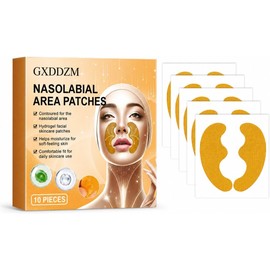 Parches faciales for el área nasolabial GXDDZM, 10 piezas, 5 pares Parches faciales contorneados de un solo uso for la zona nasolabial; Incluye 5 pares montados individualmente for uso diario
