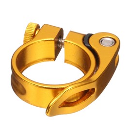 sourcing map Bike Seat Post Clamp 34.9mm Bicycle Clamp Aluminum Alloy Quick Release Seat Post Collar for Diameter 30.4 to 31.6mm Bicycle Mountain Road Bike Tube, Gold