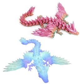 ZWWOGE 2 Pieces 3D Printed Dragon Toy Realistic Movable Dragon Figures Flexible Joints Home Decoration Desk Toy Home Office Decoration Dragon Figures