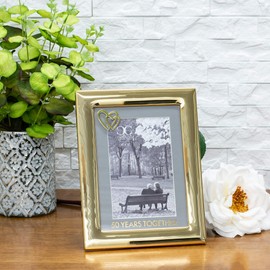 50 Years Together Anniversary Gold Tone 9 inch Zinc Alloy Metal Tabletop Frame