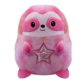 VFM - Sloth Soft Toy Glitter Star Belly Plush Cuddly Fluffy Plushie Stuffed Toy Plush Toy Cute Stuffed Plushie, Gifts for Birthday, Valentine's Day Chirstmas - 30cm Pink