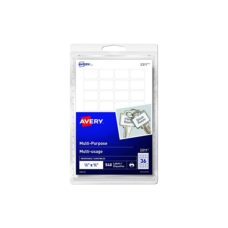 Avery Removable Print Or Write Multi-Use White Labels, 1/2 X