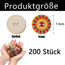 200 Stück Knöpfe Bunt Holzknöpfe Kinder Bunte Knöpfe Zum Basteln Für Kunsthandwerk Nähen DIY-Dekoration