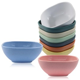 Cionyce 10 Pcs Wheat Straw Soy Sauce Dishes, 4.5 OZ Small Dessert Bowls Multicolored Unbreakable Small Dipping Bowls for Salsa, Side Dishes, Snacks, Fruit, Desserts