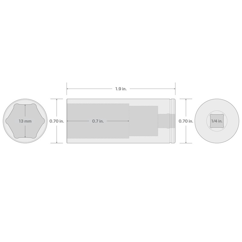 TEKTON 1/4 Inch Drive x 13 mm Deep 6-Point Socket