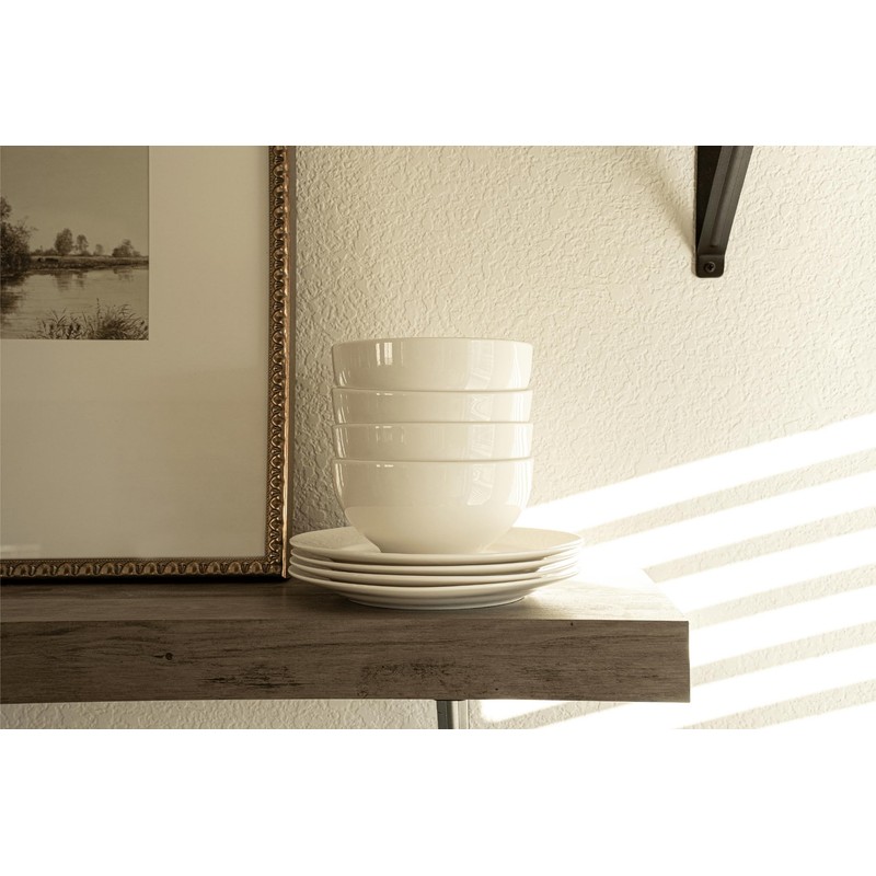 Square House New Bone China 12 Piece Dinnerware Set, Santorini