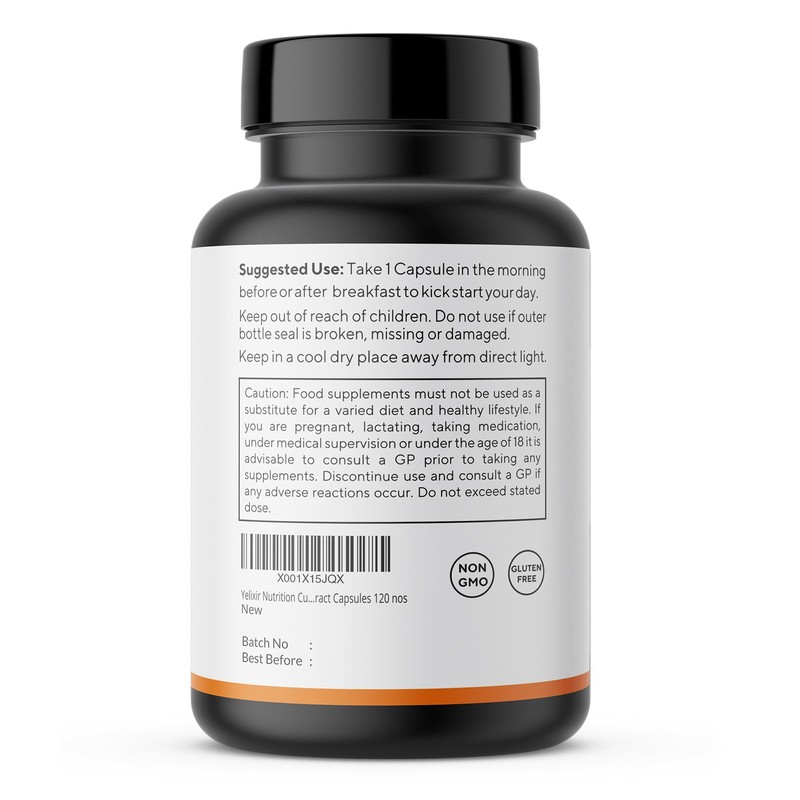 Yelixir Nutrition Curcumin 95% Extract 120 Capsules with High Strength