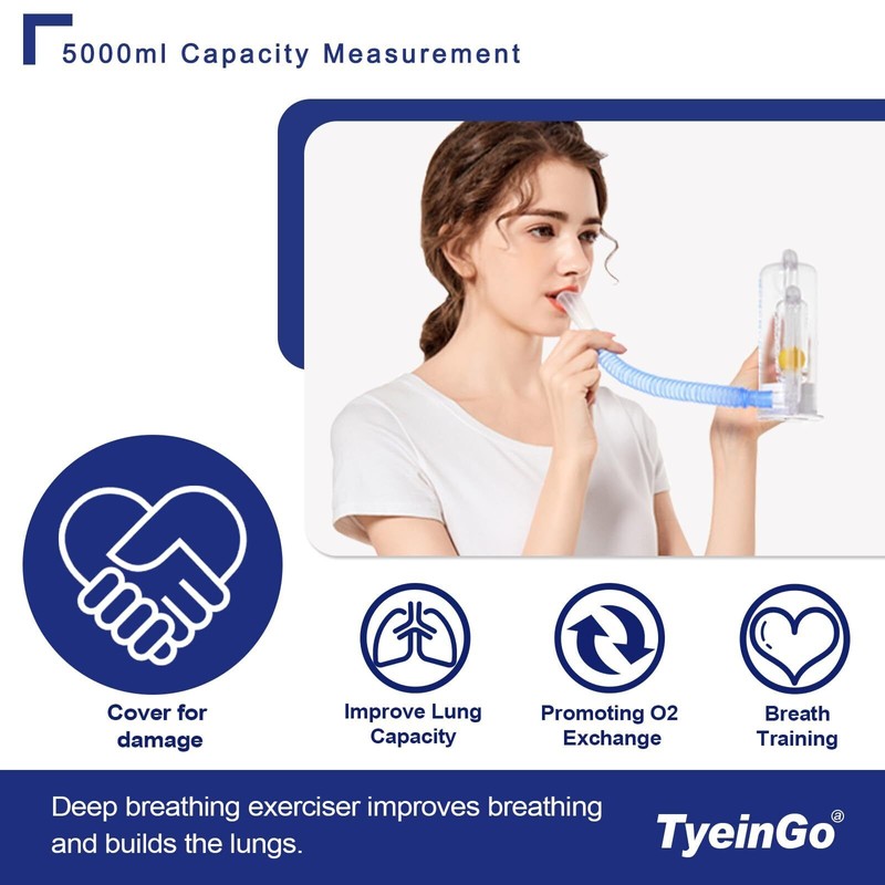 TyeinGo 5000ml Lung Capacity Monitor with Flow Rate Indicator for
