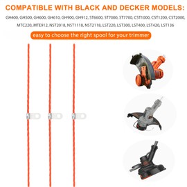 THTEN AF-100 Trimmer Blades Replacement Spool 30Ft 0.065" Compatible with Black & Decker GH600,GH610,GH900,GH912,ST6600,ST7000,ST7700,NST1118,NST2118,LST220,LST300 Line String Trimmer 24+4+1