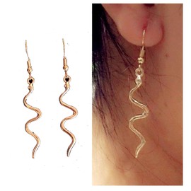 Yheakne Vintage Snake Earrings Gold Snake Dangle Hook Earrings Long Snake Earrings Punk Animal Snake Earrings Jewellery for Women and Girls (Gold)