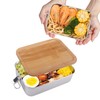 Rongxze Adult Lunch Box, Stainless Steel Lunch Box with Wooden