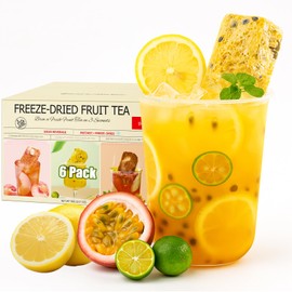 Binkago Fruit Tea | Fruit Drinks | Passion Fruit Kumquat Lemon Instant Tea | 100% Real Freeze-Dried Fruit | Rich in Vitamin C & E | Just Add Water | Great with Milk or Sparkling Water | On-the-Go 6 Pack