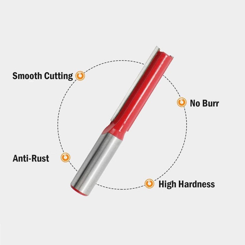 5PCS 1/2'' Shank Double Blade Straight Router Bits Woodworking Cutter