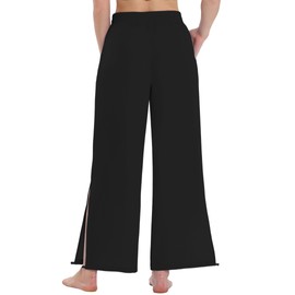 LastFor1 Women's 24''/26''/28'' Wide Leg Swim Beach Pants Waterproof UPF 50+ Lightweight Travel Pants with Pockets Black 28IN XL
