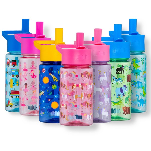Wildkin Kids Reusable BPA-Free Tritan Plastic Water Bottle with Leak Proof Lid for Boys & Girls, Durable and Easy to Clean Water Bottles for Toddlers (16 Ounce, Horses)