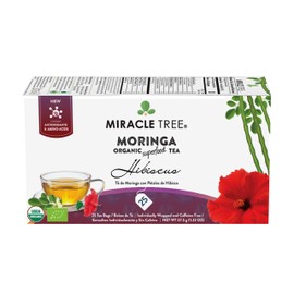 Miracle Tree - Organic Moringa Superfood Tea, 25 Individually Sealed Tea Bags, Hibiscus (Keto, Detox, Energy & Immunity Booster, Vegan, Gluten-Free, Organic, Non-GMO, Caffeine-Free)