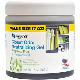 airBOSS Closet Odor Neutralizing Gel 17 Ounce(Single Pack), Odor Eliminator for Storage Closets and Small Spaces, Fights Mildew and Odors,Black, White,671.6T