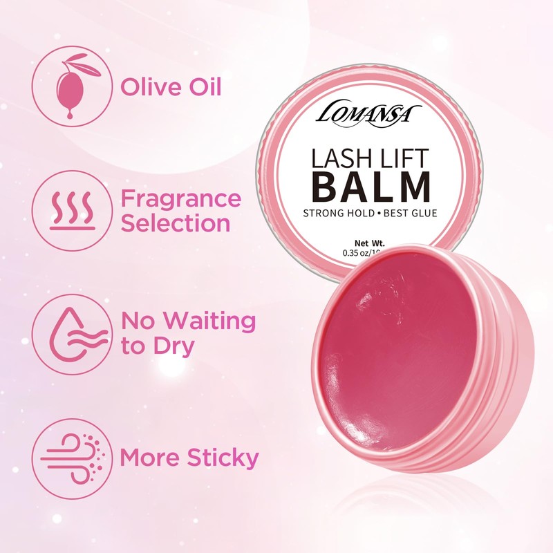 Lomansa Eyelash Lifting Glue and Bunting Lifting Pads (Pink)