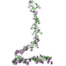 CISDUEO Silk Daisy Flower Garland - Purple Artificial Flower Vine, Hanging Ivy Garland for Wall, Party, Wedding Arch, Floral Decor, Home Indoor/Outdoor Ceremony