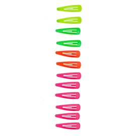 Mytoptrendz® 12 pcs Colourful Rainbow Snap Hair Clip Medium Size Plain Bendy Barrettes Hair Slides For Girls Kids Thin Fine Hair (Assorted Neon- 5 cm Regular)