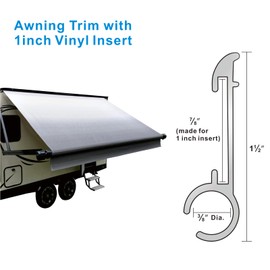 RV Awning Trim, Aluminum RV Insert Roof Trim, 51" Length Black Camper Trailer Awning Rail (4 Trim Pieces, Black)