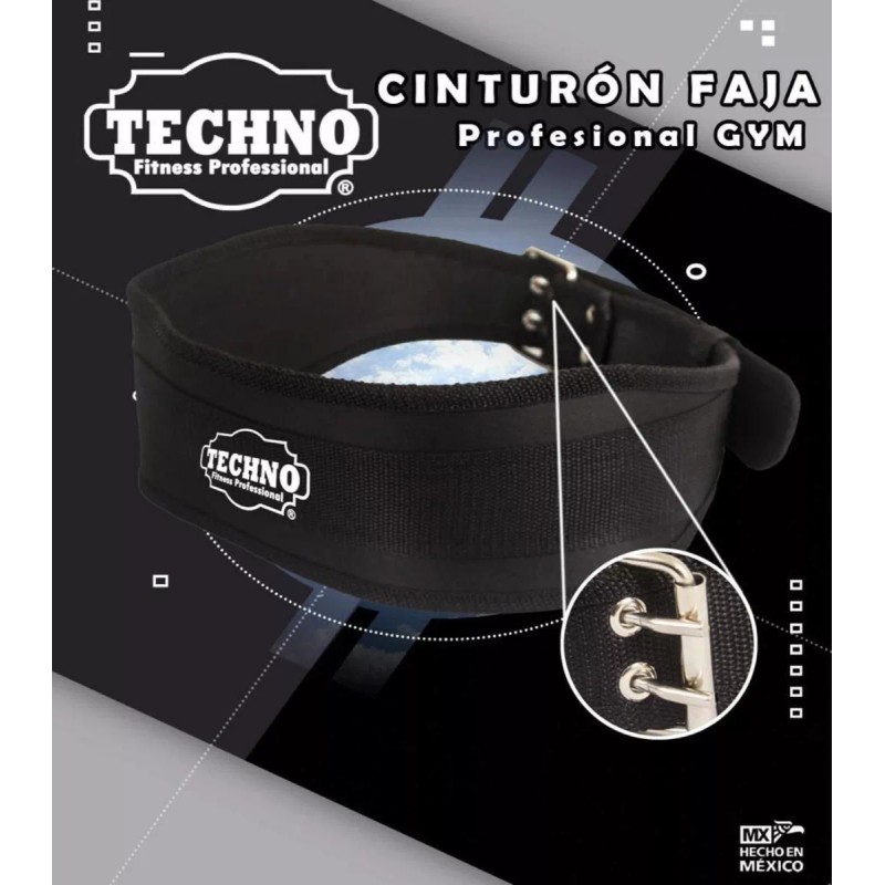Techno Cinturón Para Pesas + Straps Con Muñequeras Paquete Gym