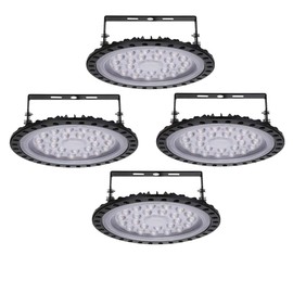 Sararoom 4 Pack 100 W UFO LED Hall Light 8000 LM Super Bright LED Industrial Lamp Cool White 6500 K Hall Spotlight - Beam Angle 120° Industrial Chandelier Workshop Lamp for Factories Airport Garage