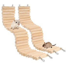 SOSPIRO 2pcs Wooden Hamster Ladder Bridge Small Animal Climbing Stair Bendable Rat Cage Habitat Toy for Hamsters Chipmunks and Other Small Animals