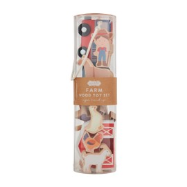 Mud Pie Kids Wood Farm Toy Set; Pieces Approx 2 1/2" X 3"