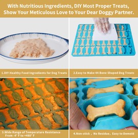 Amyandone Dog Bone Silicone Molds, 44 Cavities Small Dog Bone Shaped Pet Treat Mold for Baking and Freezing Dog Food/Snacks/Biscuits/Candy/Chocolate for Medium and Large Dogs (with a Scraper)