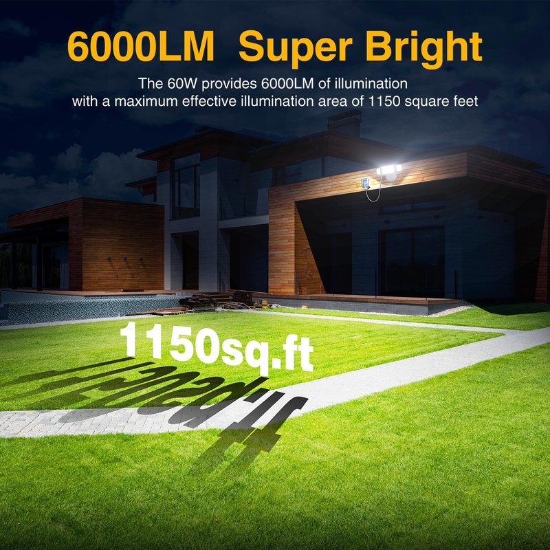 Onforu 60W Plug in Flood Light,6000 LM Dusk to Dawn