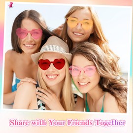 12 Pairs Heart Sunglasses Heart Shaped Sunglasses Bulk for Women Rimless Fun Hearts Glasses Transparent Candy Color Hearts Shaped Glasses for Summer Bachelorette Women Party Favors (Multicolor)