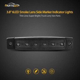 Partsam 10Pcs 3.8" Smoked Thin line Trailer Led Side Marker Clearance Lights, 6 LED Surface Mount Amber/Red marker lights for Utility Trailer Truck RV