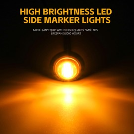 DREAMIZER 3/4 Inch Side Marker Light Round LED Side Marker Light for Trailer Van Caravan Boat Truck Motorhome Car Bus Pack of 10