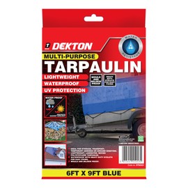 Dekton Tarpaulin 6ft x 9ft | 65 GSM Normal Blue | Durable, Weather-Resistant Cover for Outdoor Use | Ideal for Camping, Gardening and Construction Projects | Lightweight and Easy to Handle