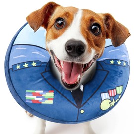 SuplutuX XL Inflatable Dog Collar - Soft Cone Alternative for Post-Surgery Recovery - Blue, 18"-22.5"