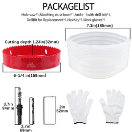 Geesatis 6-1/4 Inch Bimetal Hole Saw, Hole Cutter with Dust Bowl Catcher, Handy Hole Saw Kit Set for Metal, Wood, Plastic Cutting, Drywall, PVC Boards, Fiberglass and Vent Pipes