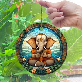 Ganesha Ceramic Ornament, Hindu Elephant God Ornament, Protection Ornament, Best Home Decoration Gift for Hindus, Hinduism Decoration Style