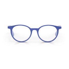 eyebobs Premium Reading Glasses for Men and Women | Case Closed - Classic Round Shaped Frame for Average Faces | Available in 0.0x - 4.0x, Peri Blue, 1.25