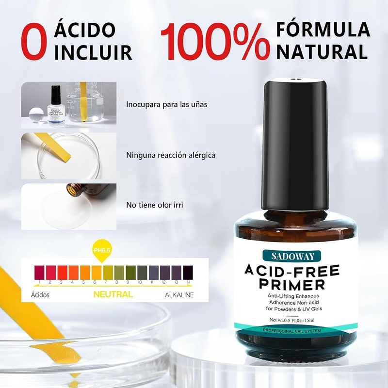 SADOWAY Kit de Imprimación de Uñas sin Ácido 15ml –