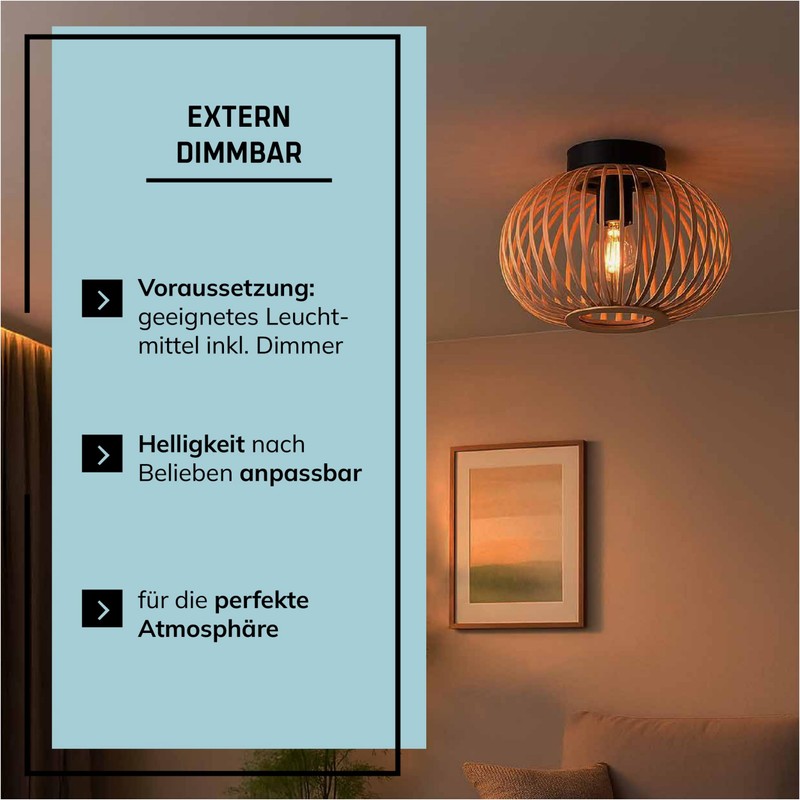 Lightbox Ceiling Light with Bamboo Grid - Ceiling Light Diameter