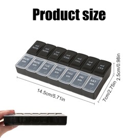 Weekly Pill Organizer with Am/Pm Compartments, Tablet Storage Box, Travel Pill Boxes, BPA-Free Medication Organiser, Easy to Open Daily Pill Case to Hold Vitamins, Cod Liver Oil and Medication