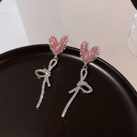 Pink Heart Earrings for Women Heart Drop Earrings Love Heart Dangle Earrings Heart Statement Earrings Jewelry Valentine's Day Gifts for Girlfriend