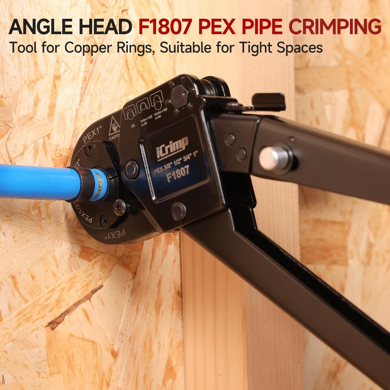 iCrimp Angle Head PEX Crimping Tool Kit for 3/8,1/2,3/4,1-inch with
