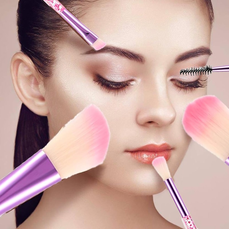 TSUOUKL Glitter Crystal Make Up Brush Set, 10 Pieces Bling