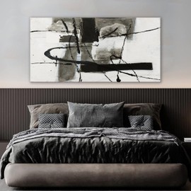QSQ Abstract Wall Art Decor Canvas Wall Art For Living Room Modern Canvas Prints Painting For Wall Black And White Artwork For Home Hotel Decoration 24x48 Inch